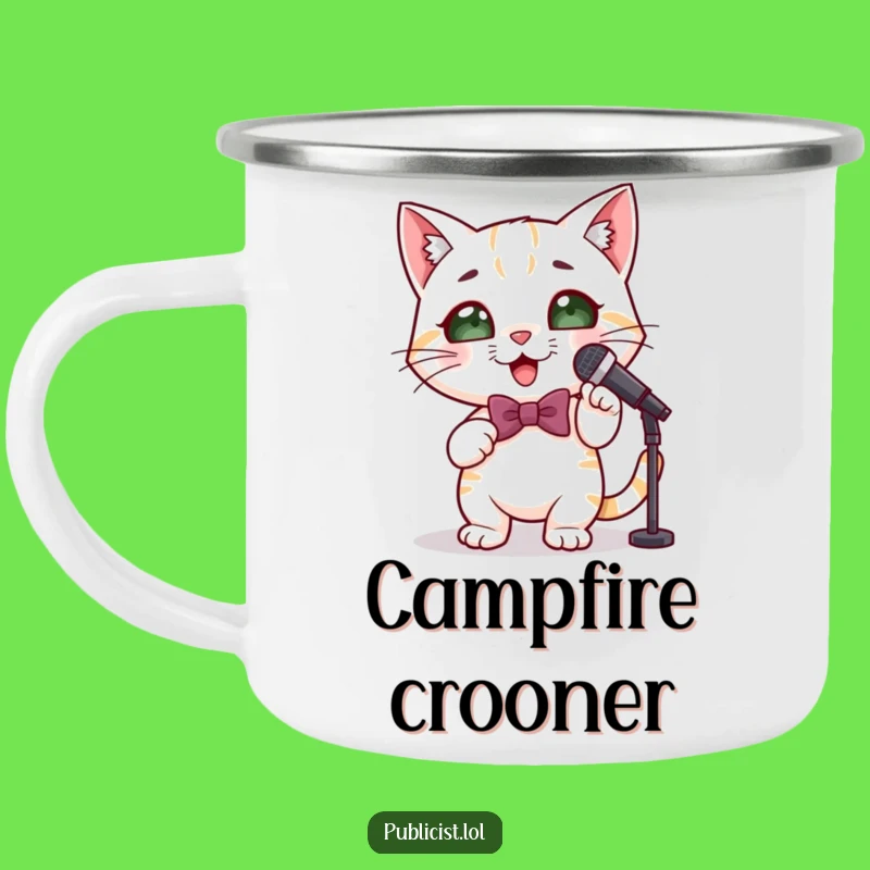 Funny Cat Performer Camping Mug - Star Power Outdoor Fun Gift