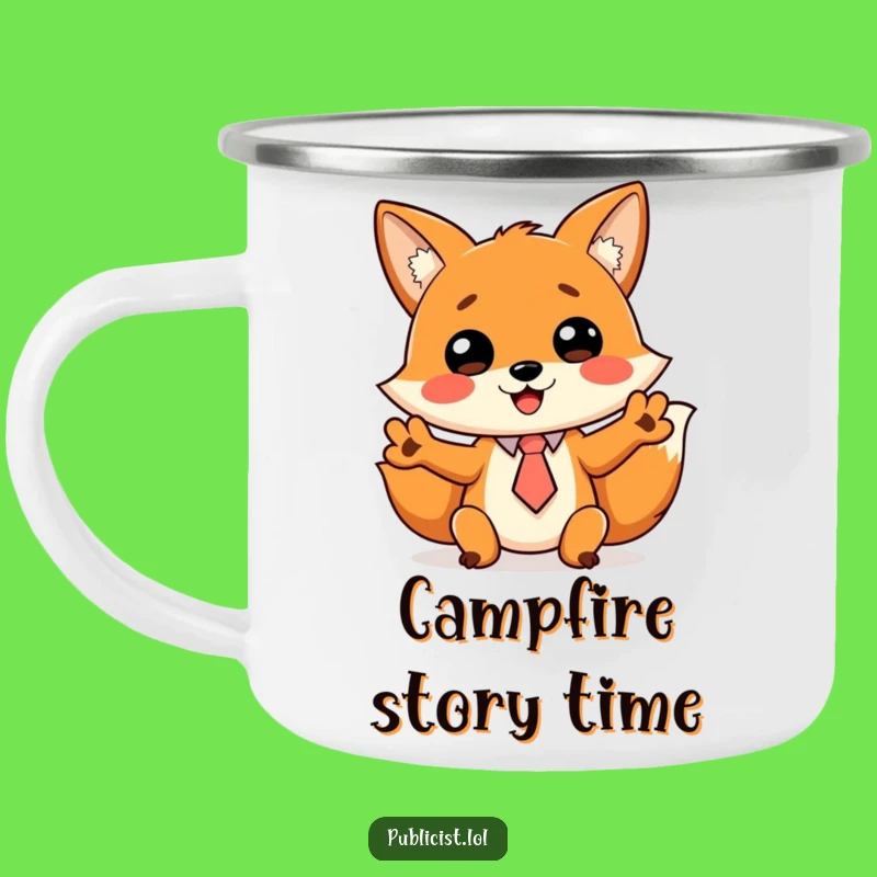 Funny Fox Adventure Mug: Campfire Tales with This Hilarious Tying Fox, Outdoor Gift!