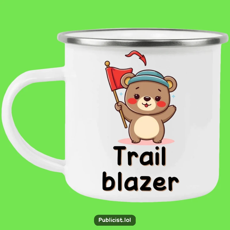 Funny Bear Campfire Mug - Stylish Hat Bear Waving Banner Outdoor Celebration Gift
