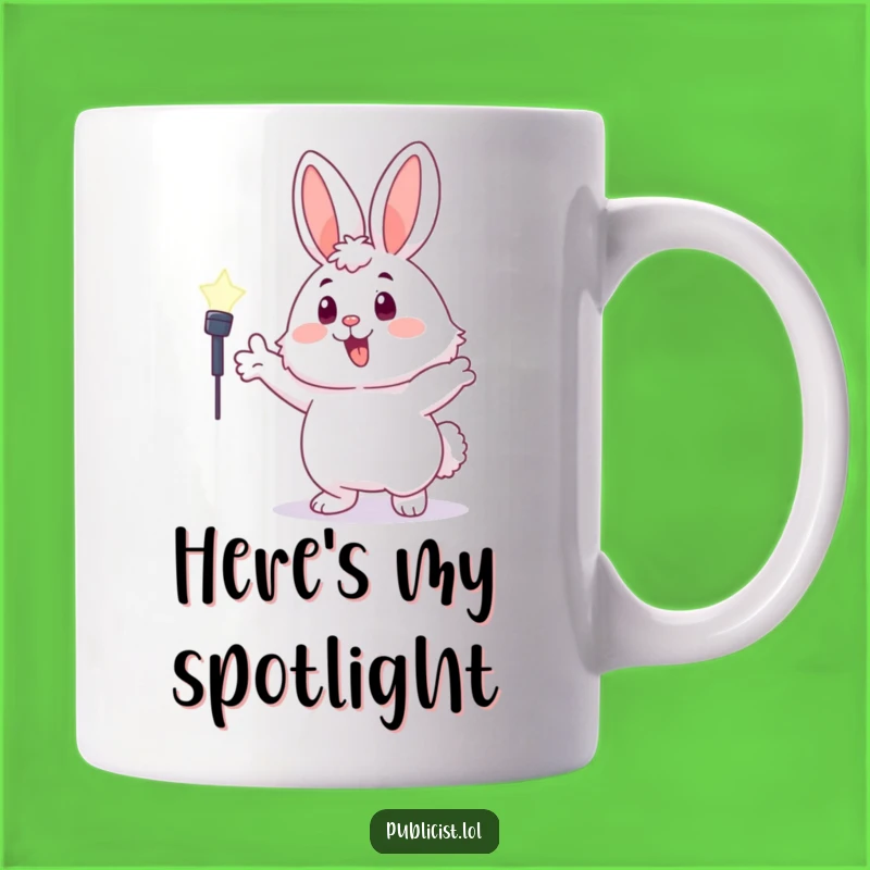 Funny Bunny Spotlight Mug - Enthusiastic Character Fun Gift