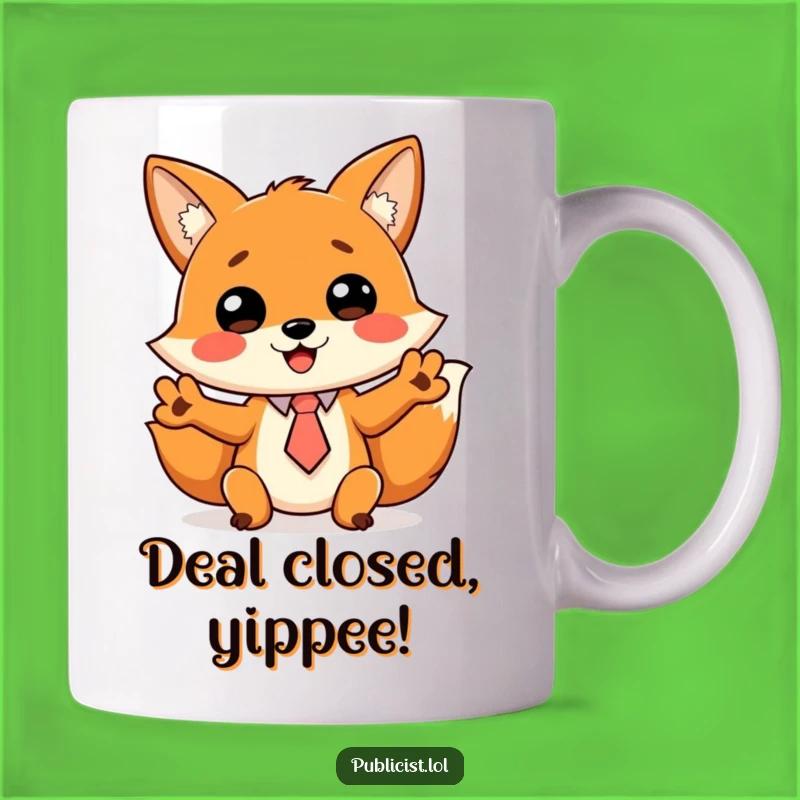 Funny Fox Tie Mug: Enthusiastic Orator Fox for Your Morning Brew, Perfect Hilarious Gift!