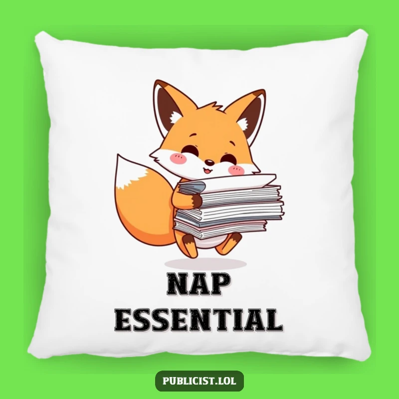 Funny Fox Pillow for Office Naps - Comfy & Hilarious Paperwork Support Gift