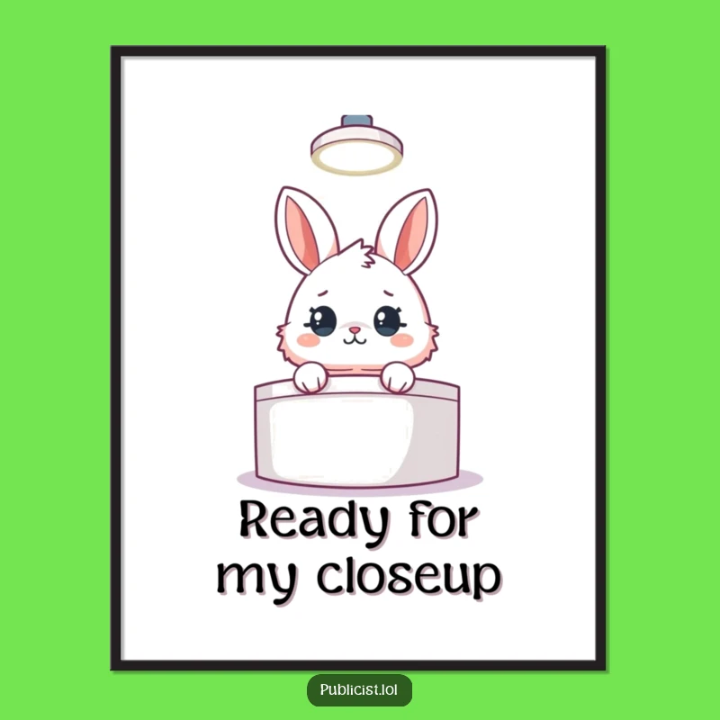 Funny Rabbit Podium Art Print: Hilarious Spotlight Speech Decor, Perfect Wall Art, Great Gift!