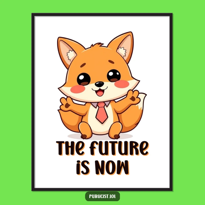 Funny Fox Presentation Art Print: Animated Gestures Decor, Perfect Wall Art, Great Gift!