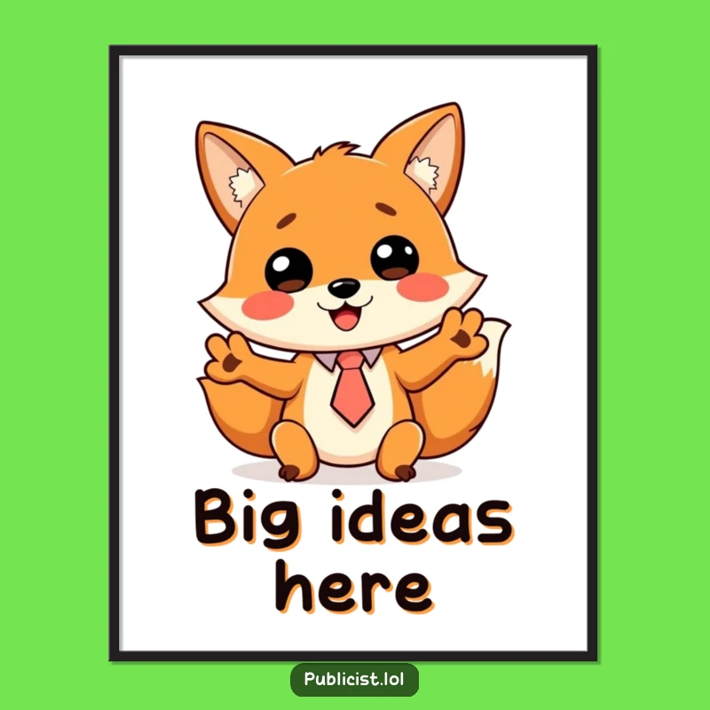 Funny Fox Presentation Poster: Animated Gestures Art for Your Wall, Perfect Funny Gift!