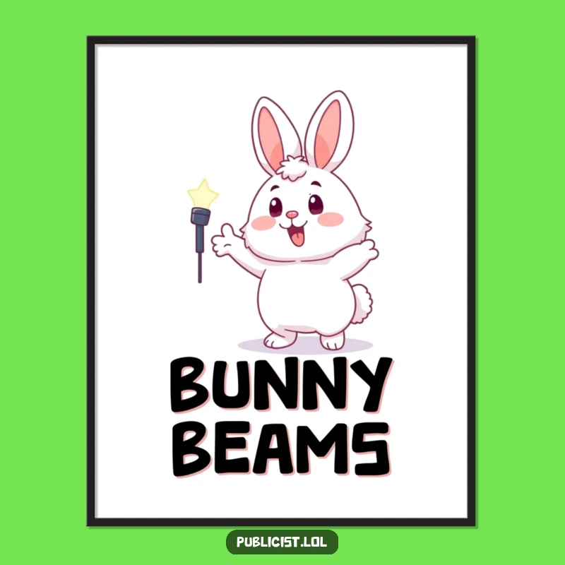 Funny Bunny Spotlight Poster - Enthusiastic Character Art Print Gift