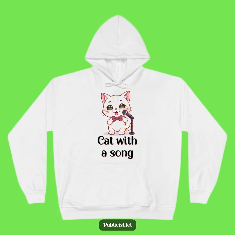 Cozy Funny Cat Performer Hoodie - Star Cat Microphne Comfort Gift