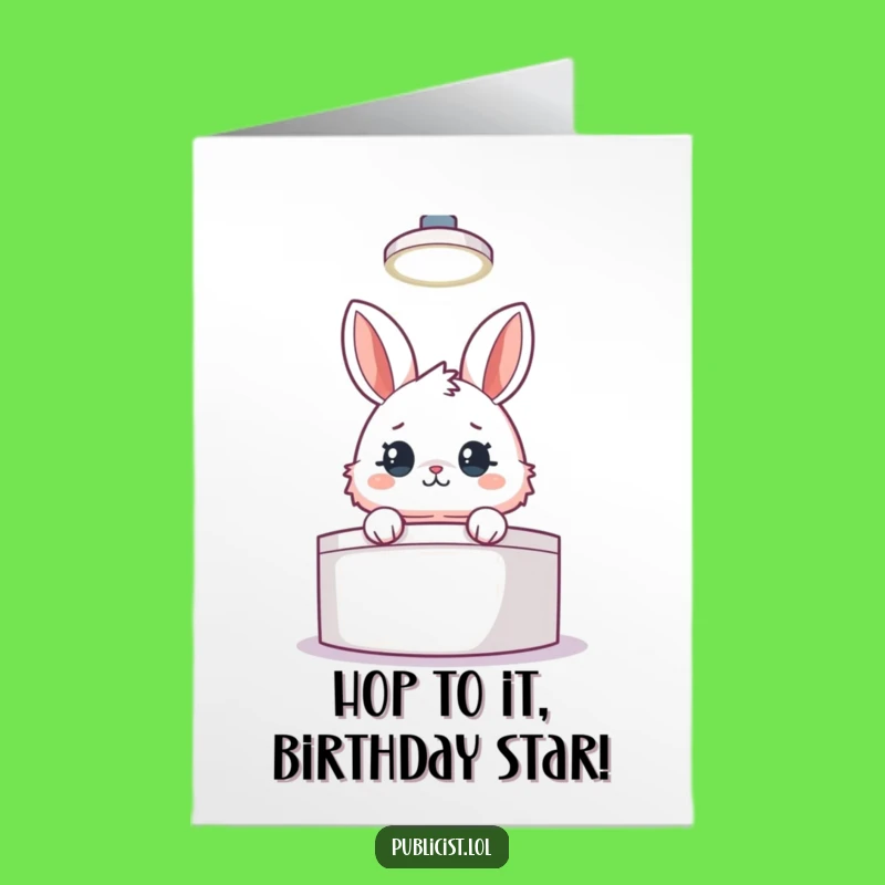 Free Printable Birthday Card: Funny Rabbit Peeking Podium, Hilarious Downloadable Gift