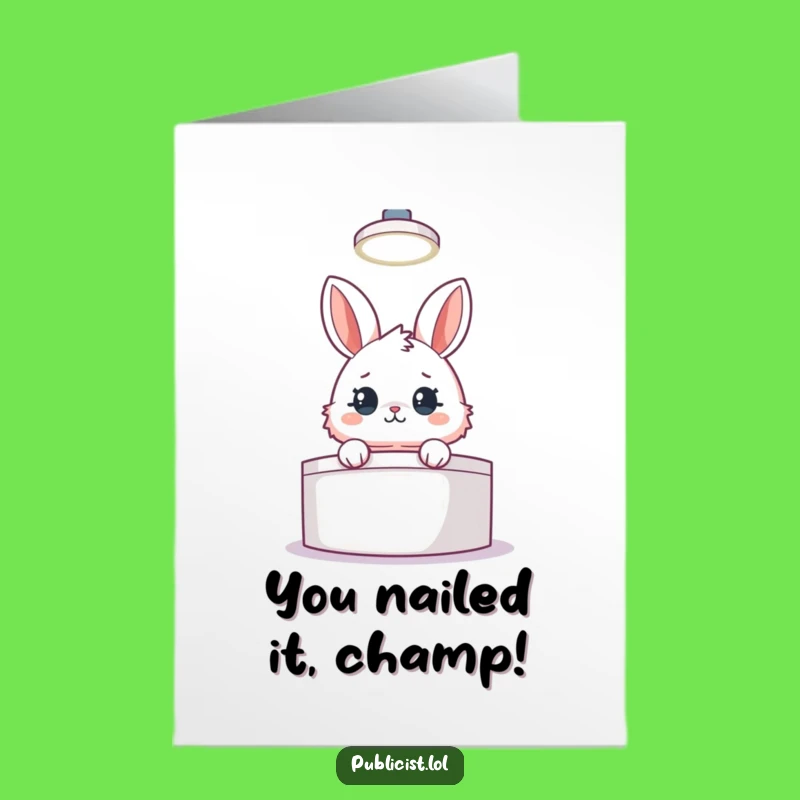Free Printable Congrats Card: Rabbit Behind Podium, Humorous Downloadable Achievement Gift