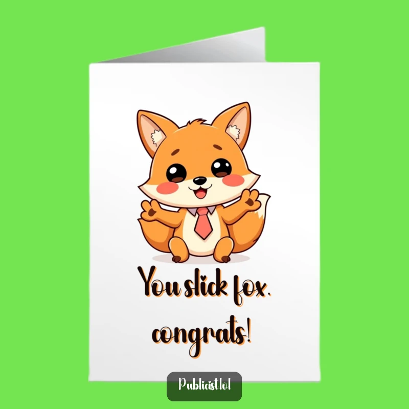 Free Printable Congrats Card: Dapper Fox's Wild Gestures, Humorous Downloadable Gift